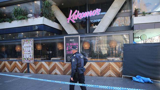 Police at Kokomo’s nightclub the morning after Pitasoni Ulavalu was stabbed and killed in a bar fight. Picture Gary Ramage