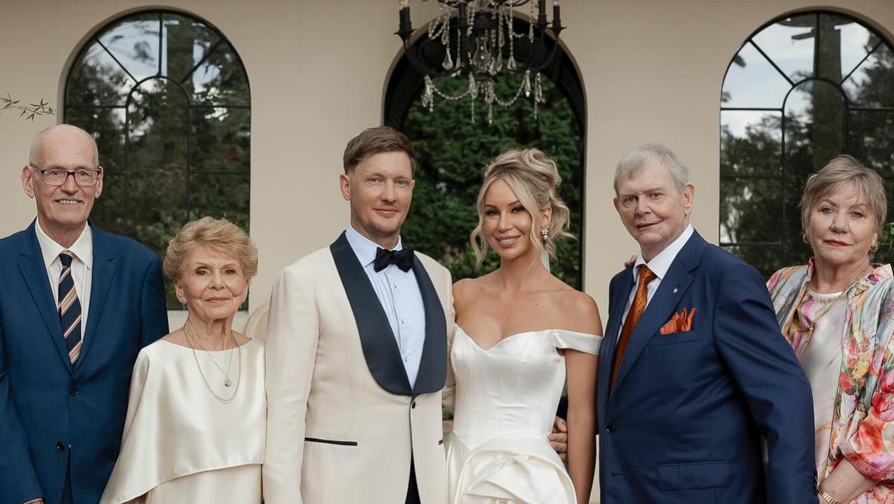 Farnham and his wife Jillian Billman with family on their son Rob Farnham's wedding day. Picture: Instagram