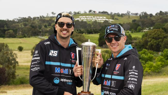 Last year’s Bathurst 1000 winners Chaz Mostert and Lee Holdsworth. Picture: Getty