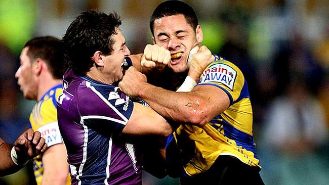 Billy Slater (L) and Jarryd Hayne are two of the modern greats of the game — but are they leading try scorers for their clubs?