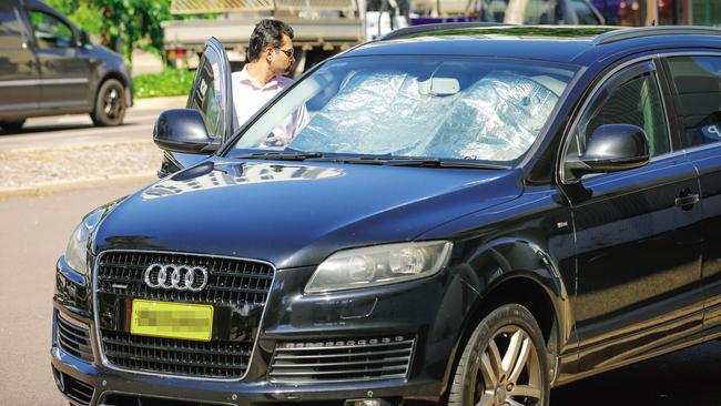 Fahad Khalid leaves Darwin Local Court after appearing over traffic offences allegedly committed in an Audi SUV. Picture: Glenn Campbell