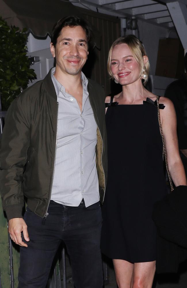 Justin Long and Kate Bosworth were all smiles as they held hands leaving a romantic dinner date in Santa Monica. Picture: BACKGRID