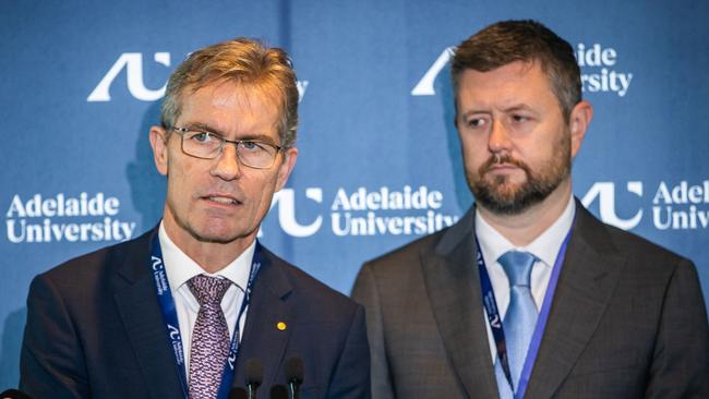 The new Adelaide University co-chancellors Peter Hoj, left, and Professor David Lloyd, right. Picture: Tom Huntley