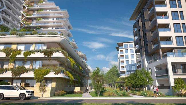 Artist impressions for a proposed 20-storey residential tower at the Glenside housing development, which would require a change to land zone and planning rules. Picture: Hames Sharley / URPS