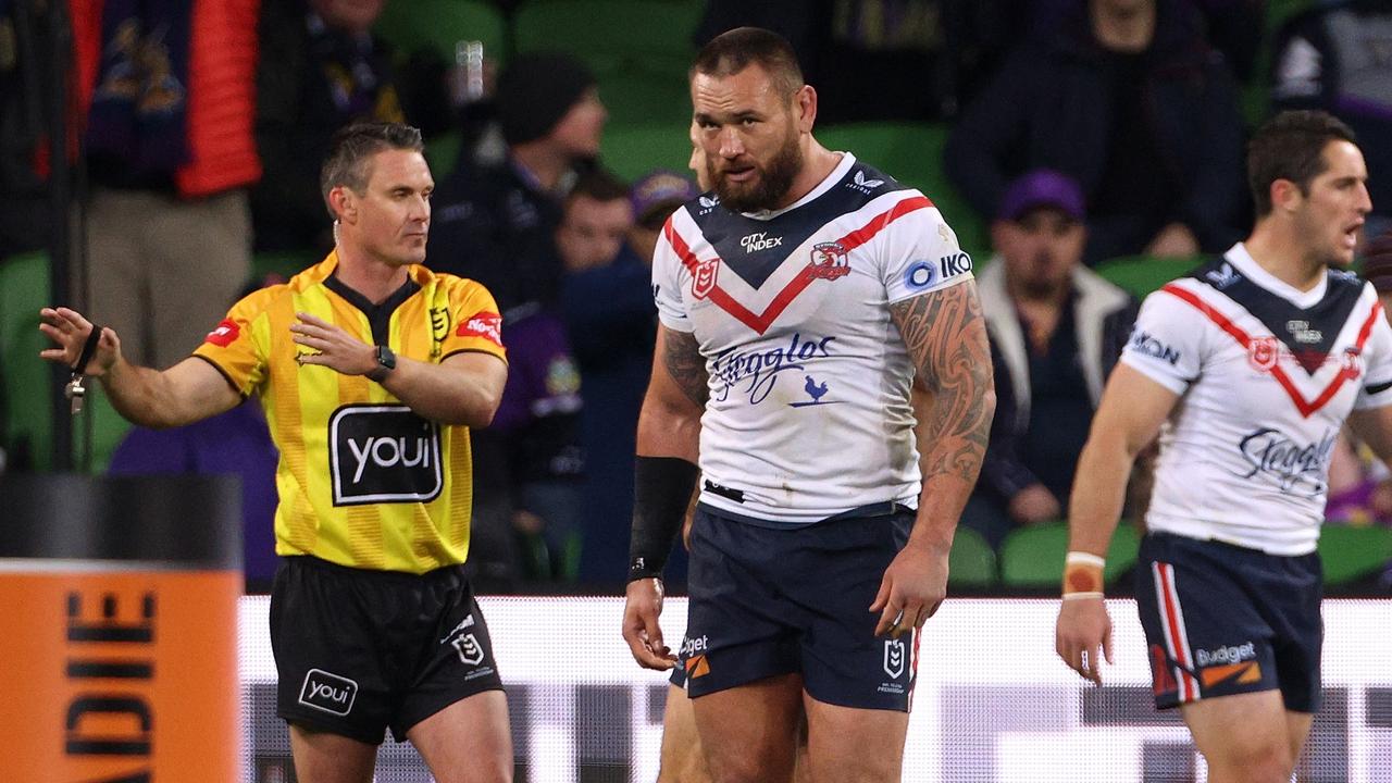 Jared Waerea-Hargreaves was sent to the sin bin during the Roosters’ win over Melbourne. Picture: NRL Photos