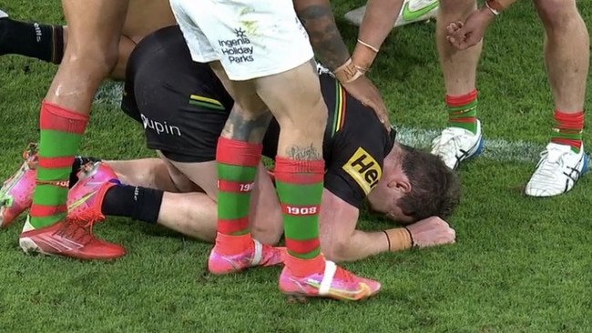 The Panthers fullback failed his HIA after leaving the field. Image: Fox Sports