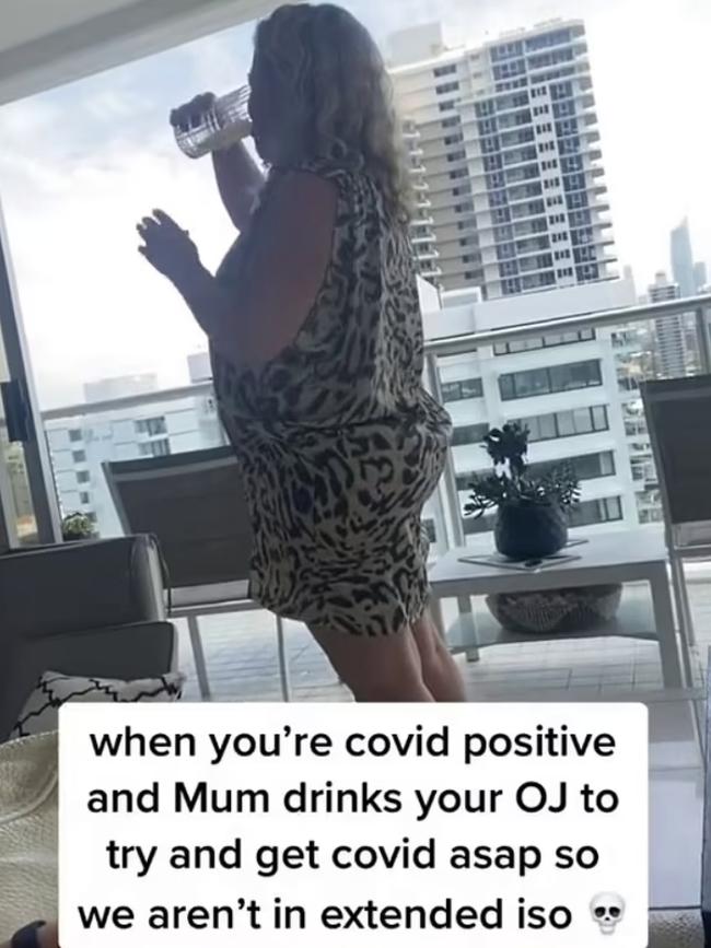 Ms Austin shared a video to TikTok showing her mum drinking the remainder of her orange juice. Picture: TikTok via NCA NewsWire