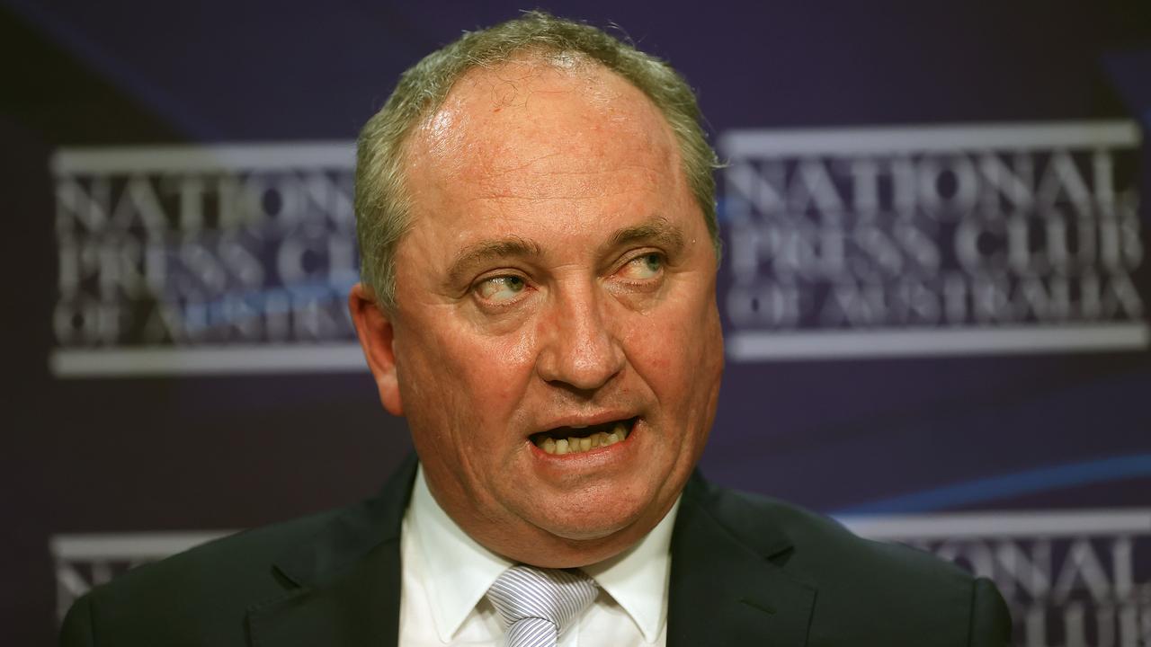 Deputy Prime Minister Barnaby Joyce announcing a $10 million business case into a Toowoomba to Gladstone Inland Rail link. Picture: NCA NewsWire / Gary Ramage