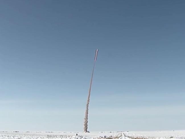 The Russian military conducts a test of an upgraded air defence missile in Sary-Shagan in Kazakhstan. Picture: Ministry of Defence of the Russian Federation/YouTube