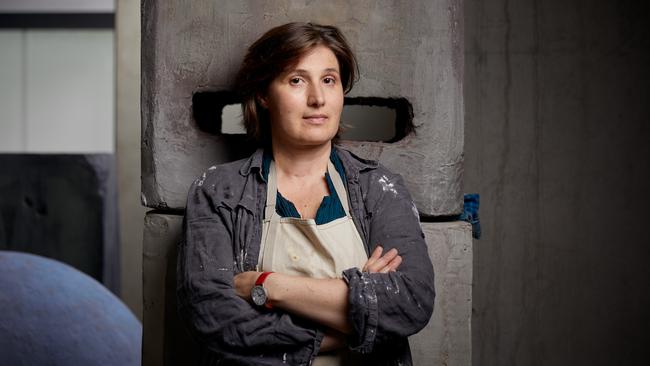 Sculptor Nina Sanadze in her Maribyrnong studio in Melbourne. Picture: Louis Trerise.