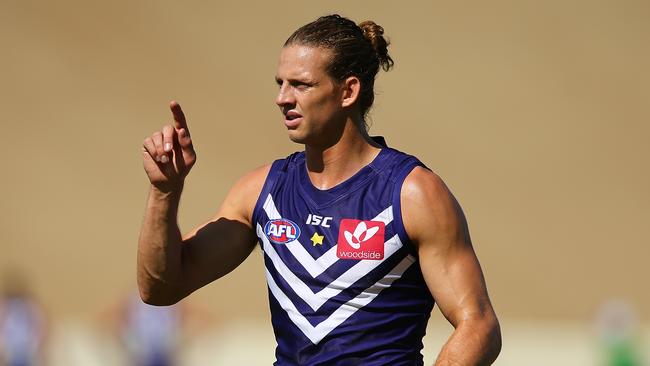 Nathan Fyfe remains uncertain to feature against West Coast in the western derby. Picture: Paul Kane/Getty Images.