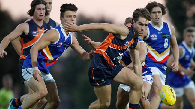 Rhylee West hunts the footy during Calder Cannons’ victory over Eastern Ranges. Picture: Getty Images.