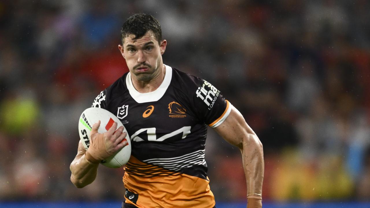 Corey Oates of the Broncos is upended in the tackle during the round  News Photo - Getty Images