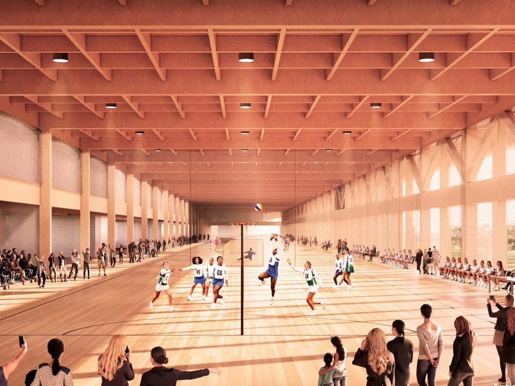 A render of the Albert Park upgrade, including new pit building and, improvements to the surrounding precinct.