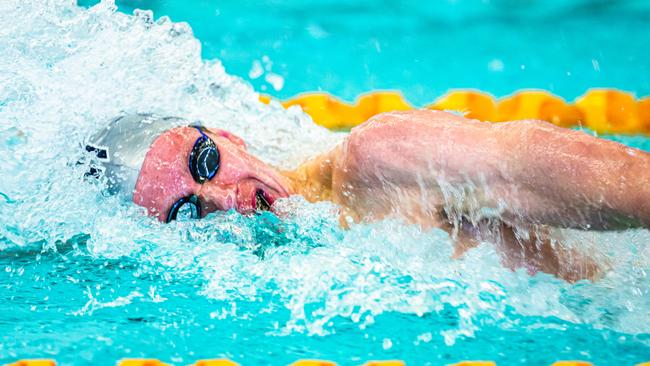 Max Giuliani racing at the Hobart Aquatic Centre. Picture: SOLSTICE DIGITAL