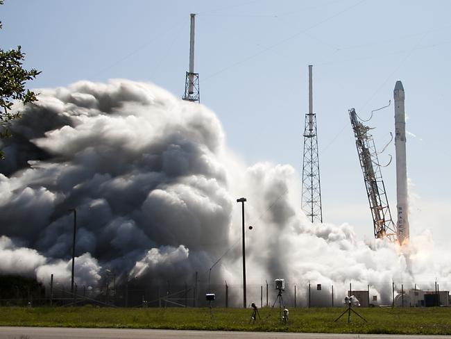 Blast off ... The Falcon 9 SpaceX rocket lifts off from launch complex 40 at the Cape Canaveral Air Force Station.