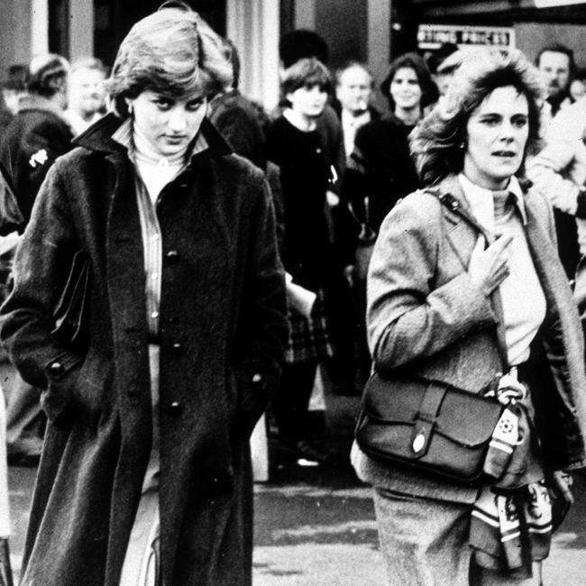 Lady Diana and Camilla Parker-Bowles at Ludlow Races in 1980.