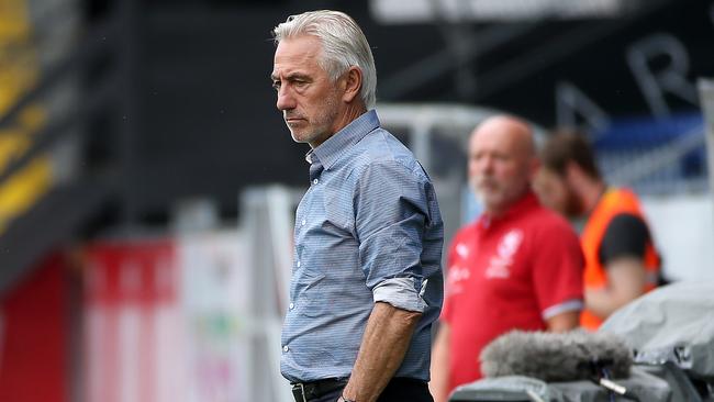 Socceroos coach Bert van Marwijk during the match against the Czech Republic on Friday night. Picture: Toby Zerna