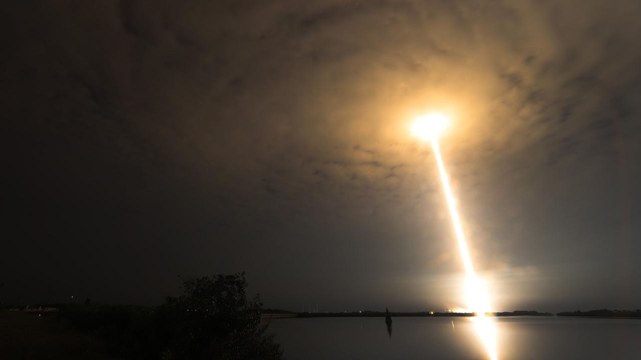 A long exposure was used to create this image of a SpaceX Falcon 9 rocket lifting off from a launch complex in Cape Canaveral, Florida. Picture: Red Huber/Getty Images/AFP