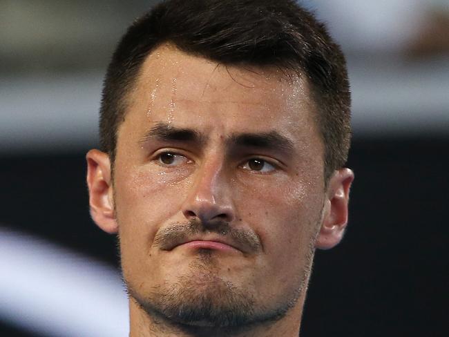 Australian Open Tennis. Day 1. Marin Cilic vs Bernard Tomic.   Bernard Tomic during his straight sets loss to Marin Cilic   . Pic: Michael Klein