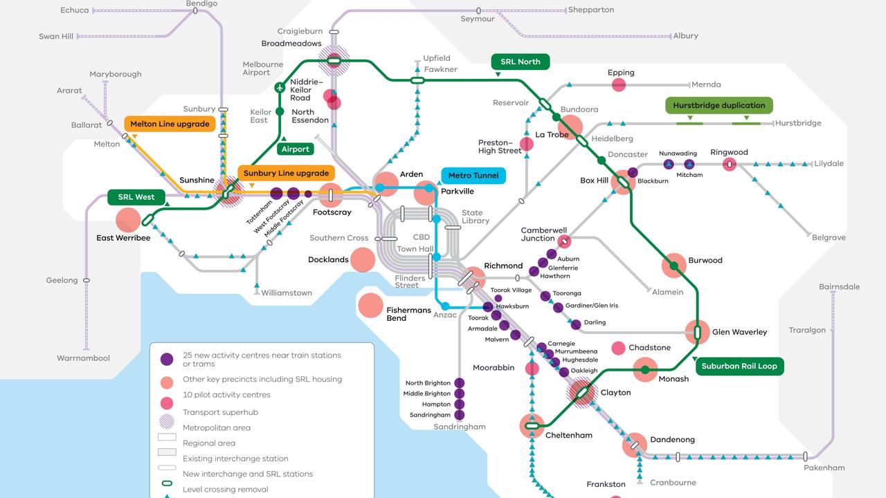 The activity centres identified in Melbourne. Picture: Supplied