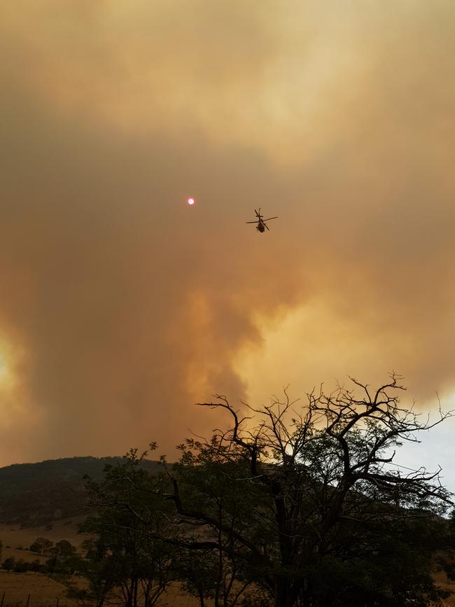 Smoke rises from the Namadgi National Park fire burning south of Canberra. Picture: AAP Image/Ralph Hurst-Meyers