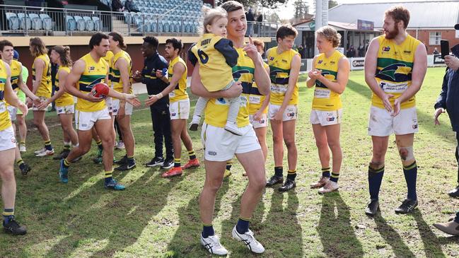 Eagles captain Luke Thompson, pictured during his 200th game against Norwood in round 15, will return for Sunday's qualifying final. Picture: SANFL Image/David Mariuz.