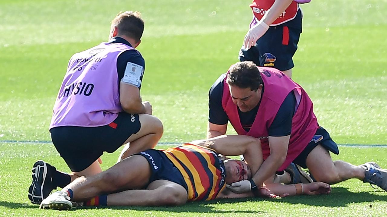 Jake Kelly suffered serious injuries in the hit. Picture: Getty Images