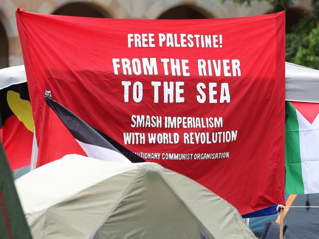 The T-shirt that offended the woman at Bankstown Kmart contained the “From the river to the sea” slogan, which calls for the destruction of Israel. Picture: Liam Kidston