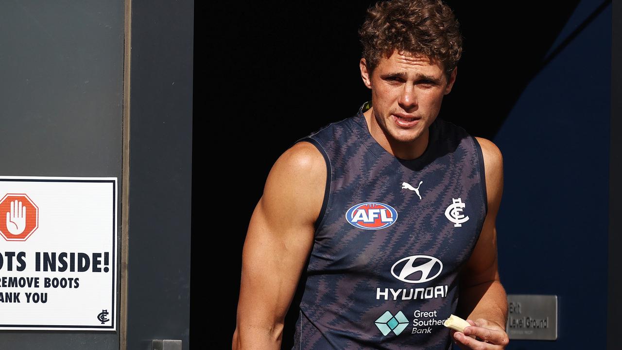 Carlton key forward Charlie Curnow is back in the fold for the Blues this year. Picture: Michael Klein