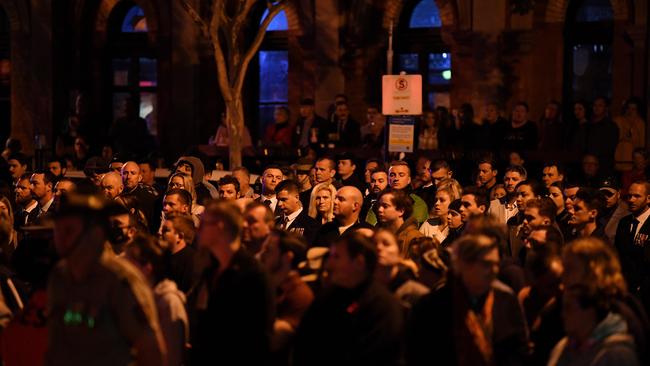 Crowds attend the Anzac Day Dawn Service at the Shrine of Remembrance in Brisbane. Picture: NCA NewsWire / Dan Peled