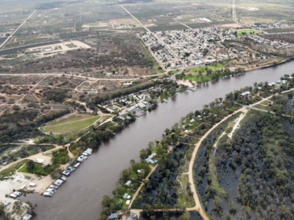 Drone shots of a flooded River Murray near Morgan, SA, on November 15. Pictures: Cody Campbell