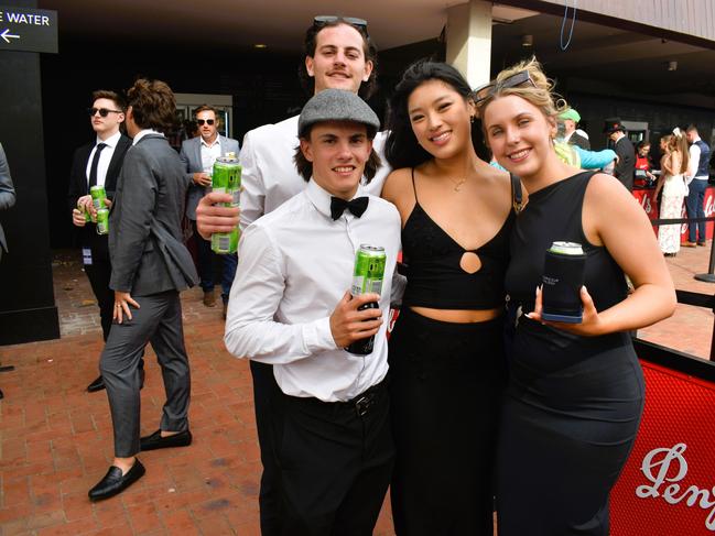 Guests in striking racewear at Penfolds Derby Day at the Flemington Racecourse on Saturday, November 02, 2024: