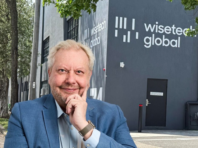 WiseTech CEO Richard White and background of HQ.