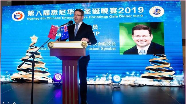 Liberal MP Mark Coure was a guest speaker at the 2019 Chinese Entrepreneurs Christmas Gala Dinner. Picture: Supplied