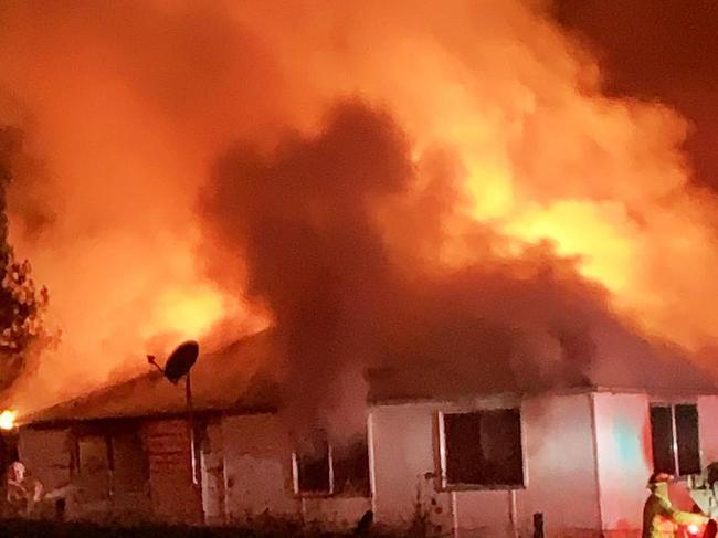 HOME DESTROYED: Despite the best efforts of crews from the Rural Fire Service and Fire and Rescue NSW, a home in a Northern Rivers village burned to the ground on 7 September 2021. Picture Richmond River Independent.