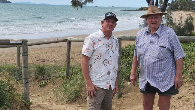 Councillor Adam Belot (left) and Zilzie resident Sid Dooley at the Lindsay Street beach access site at Zilzie where another boat ramp was considered for the Capricorn Coast.