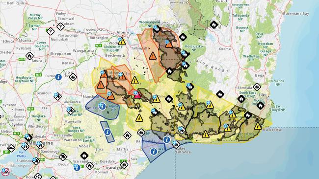 Fire warnings on the Victoria Emergency website.