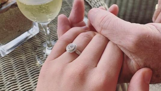 Photos from Ms Petrie’s Facebook page show her wearing an engagement ring.