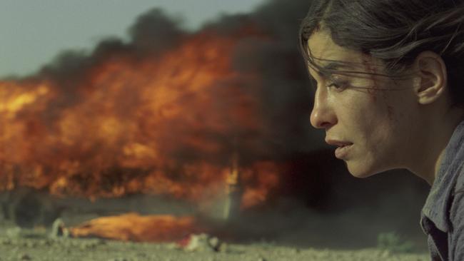 Nawal Marwan (Lubna Azabal) in an explosive scene from Denis Villeneuve's film <i>Incendies</i>.