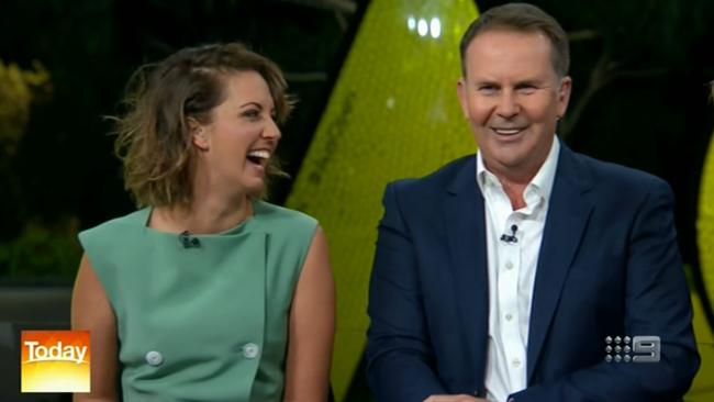 The new Channel Nine Today Show hosts on their first day. (L-R) Brooke Boney and Tony Jones.