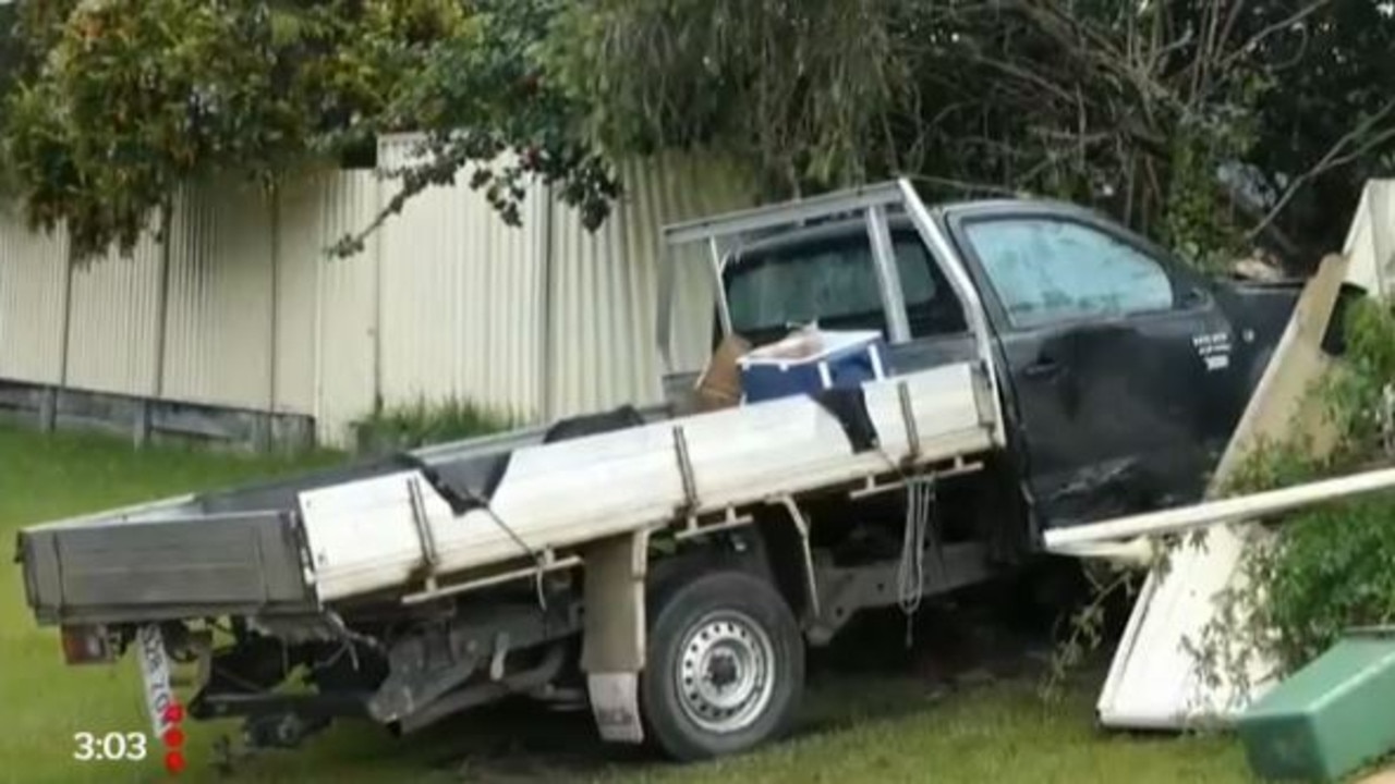 An alleged DUI crash at Henry Cotton Dr, Parkwood, on Saturday morning. Picture: 9News Gold Coast