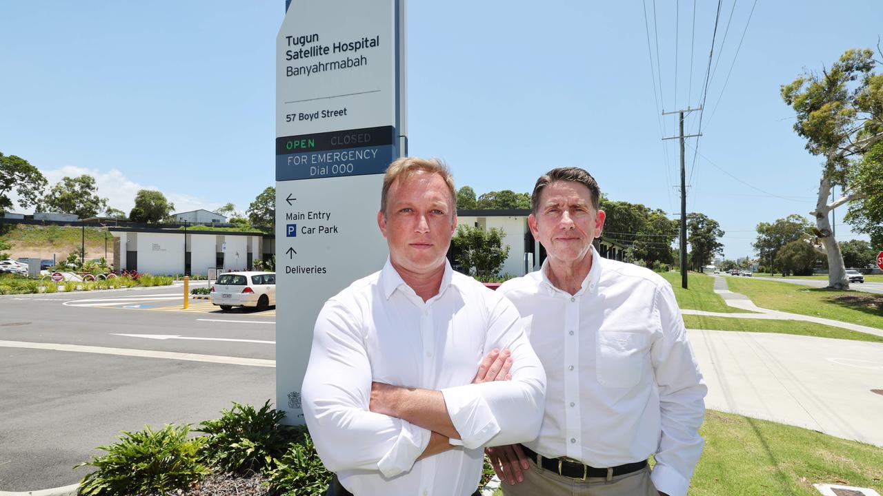 Opposition leader Steven Miles and Deputy Cameron Dick at the Tugun Satellite Hospital on Tuesday January 21. Picture: Glenn Hampson.