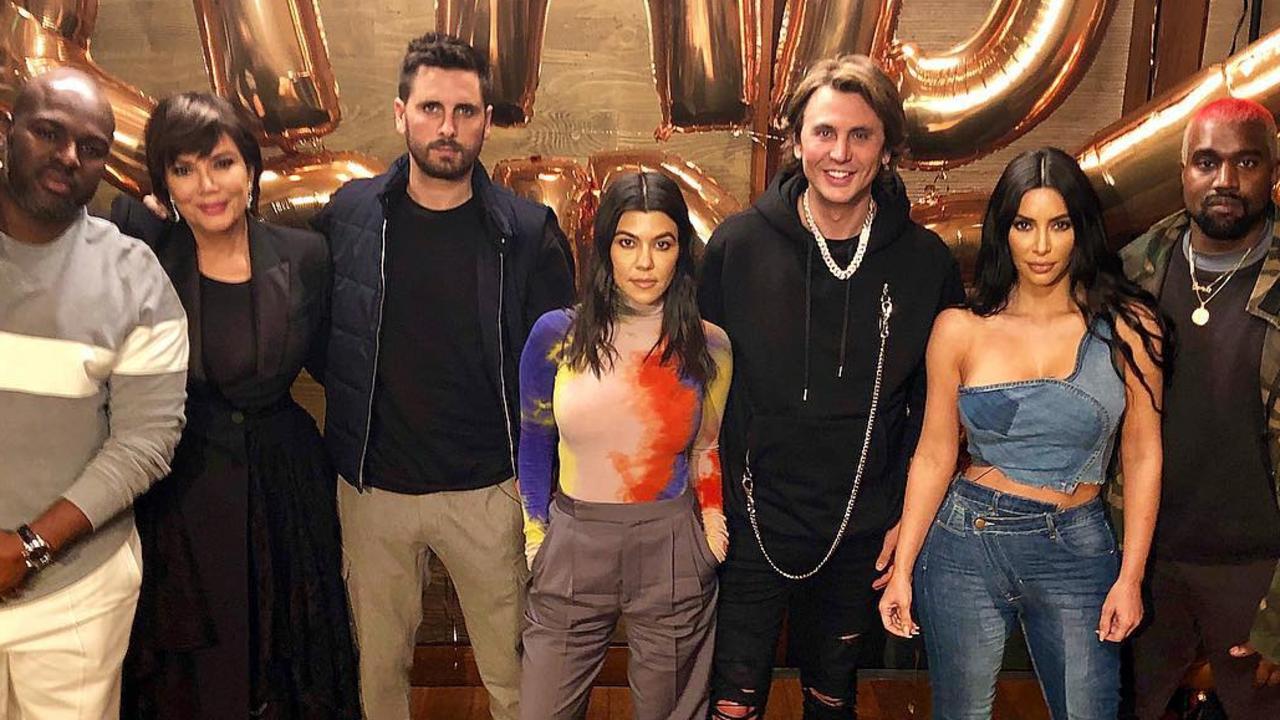 Corey Gamble, Kris Jenner, Scott Disick, Kourtney Kardashian, Jonathon Cheban, Kim Kardashian and Kanye West at Nobu Malibu.