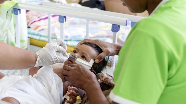 7-month-old Tiresa Muliselu receiving a Vitamin A supplement in a Samoan hospital. Picture: UNICEF