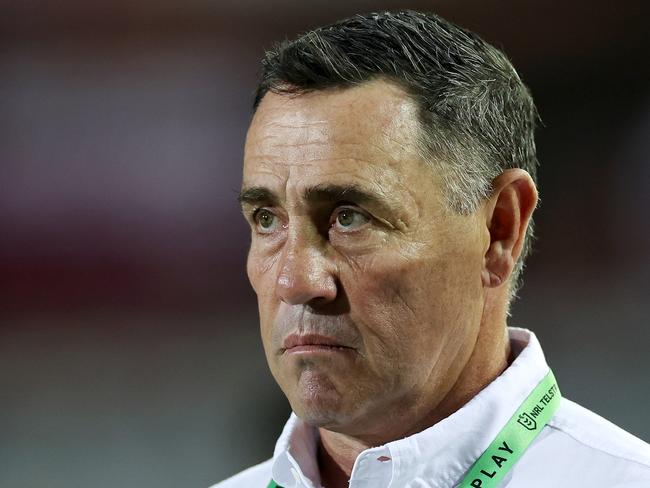 SYDNEY, AUSTRALIA - MARCH 16:  Sea Eagles assistant coach Shane Flanagan looks on before the round three NRL match between Manly Sea Eagles and Parramatta Eels at 4 Pines Park on March 16, 2023 in Sydney, Australia. (Photo by Cameron Spencer/Getty Images)