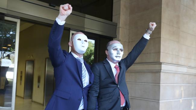 Brothers A and B leave court following the sentencing of child sex offender Vivian Frederick Deboo last December. Picture: Dean Martin