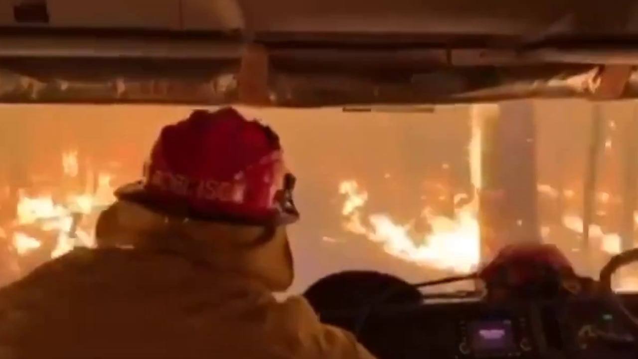 The dangerous conditions that confronted firefighters fighting the Hillville fire near Taree. Picture: NSW RFS