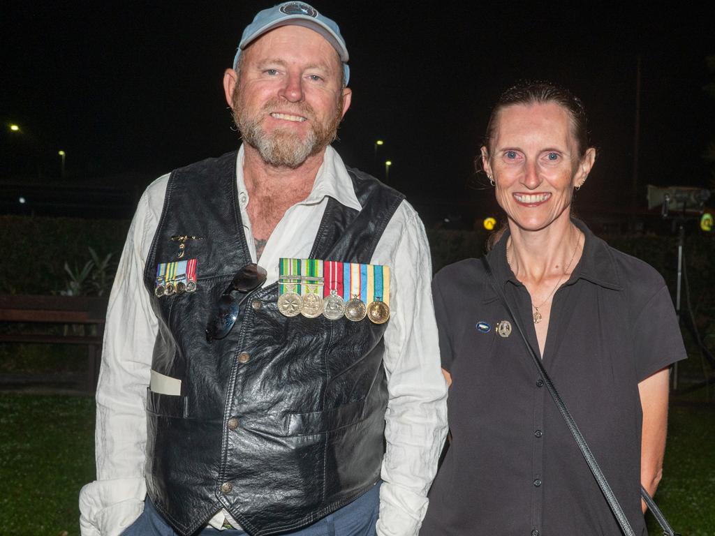 David Johnson and Carolyn Castle 5am ANZAC Day Walkerston Friday 25 April 2025 Picture:Michaela Harlow