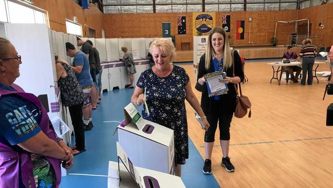 Michelle Landry voting at Mount Archer State  School. Picture: Jack Evans